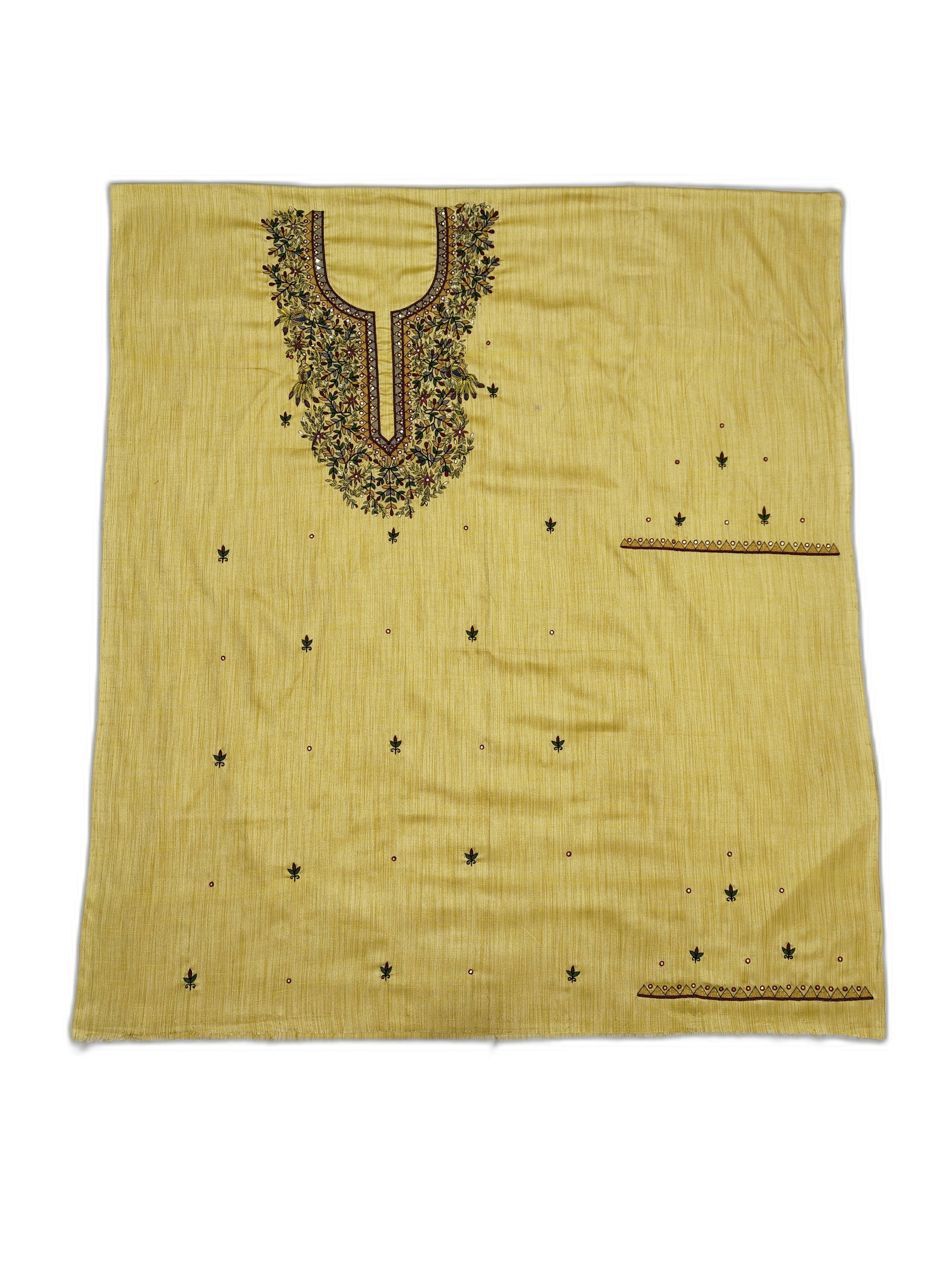 Hand-Painted Madhubani Unstitched Khadi Suit Set with Tussar Dupatta